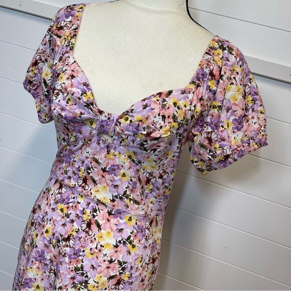 Blashe Floral Puff Sleeve Mini Dress Size Large - Picture 4 of 9